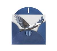 Carte de vœux Blue WHJSHOP Flying Dove Prints - Papier nacré haut de gamme avec effet nacré double face