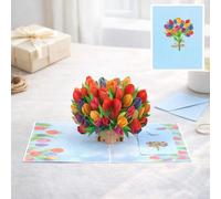 Carte De Vœux Bouquet Pop-Up 3D Avec Enveloppe Et Carte Message, Fleurs En Papier Souvenir Pour Épouse Petite Amie, Saint Valentin Anniversaire Date De Naissance, 24 Designs (M)