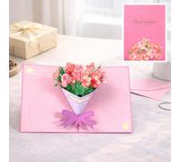 Carte De Vœux Bouquet Pop-Up 3D Avec Enveloppe Et Carte Message, Fleurs En Papier Souvenir Pour Épouse Petite Amie, Saint Valentin Anniversaire Date De Naissance, 24 Designs (P)