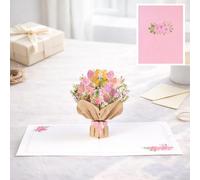 Carte De Vœux Bouquet Pop-Up 3D Avec Enveloppe Et Carte Message, Fleurs En Papier Souvenir Pour Épouse Petite Amie, Saint Valentin Anniversaire Date De Naissance, 24 Designs (W)