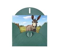 Carte de vœux BROLEO avec imprimé âne mignon vert foncé pour Noël, anniversaire, Saint-Valentin, anniversaire de mariage et invitations de fête
