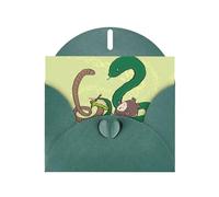 Carte de vœux BROLEO vert foncé avec graines de tournesol, vers de terre, serpent, imprimé pour Noël, anniversaire, Saint-Valentin, anniversaire de mariage et invitations de fête