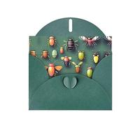 Carte de vœux BROLEO vert foncé avec imprimé Atlas d'insectes pour Noël, anniversaire, Saint-Valentin, anniversaire de mariage et invitations à une fête