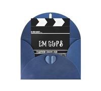 Carte de vœux classique noire saisonnière avec enveloppe bleue pour toutes les occasions Thanksgiving, Noël, anniversaire, mariage, fiançailles