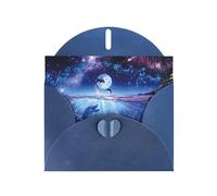 Carte de vœux colorée avec enveloppe, motif ciel étoilé, dauphin, carte d'anniversaire, carte de Noël, carte d'invitation, 3 couleurs