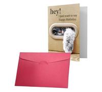 Carte de vœux d'anniversaire avec motif de chat mignon, 18 x 13 cm, avec enveloppe, design , cartes de fête avec style dessin animé, message cadeau pour la famille et les amis