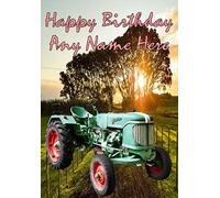 Carte de vœux d'anniversaire personnalisée avec tracteur Fht12 - Format A5 - Personnalisable - Par US Gifts for All 2016 - Derbyshire UK