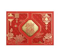Carte de vœux de l ' année du cheval avec enveloppe, invitation à une fête du nouvel an chinois pour cadeaux de vacances, célébration du festival, cartes de célébration en papier cartonné