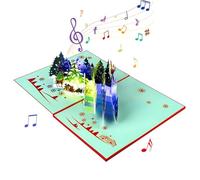 Carte de vœux de Noël 3D avec son et lumière élégante avec motifs pop-up 3D