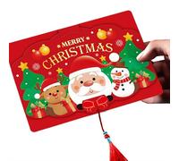 Carte de vœux de Noël avec pompons, joli Père Noël pliée pour famille, amis, maman, papa, femme, homme, fournitures de vacances (rouge)