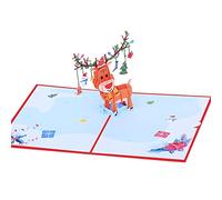 Carte de vœux de Noël faite à la main Motif cerf 3D découpé au laser pour vacances, mariage, anniversaire, bénédiction, remerciement