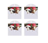 Carte de vœux de Noël - Motif cochons d'Inde - Impression horizontale sur un seul côté - Papier nacré - Pour anniversaire, Halloween, Noël, Halloween, fête d'anniversaire