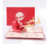 Carte de vœux de Noël pour carte avec enveloppe, Père Noël, élan, traîneau, carte postale, décoration de fête, cadeau de Nouvel An, cadeau de vœux avec enveloppe