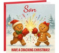 Carte de vœux de Noël pour fils avec inscription « To Son Have a Cracking Christmas Gingerbread cracker »
