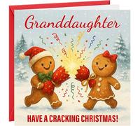 Carte de vœux de Noël pour petite-fille, carte de vœux de Noël « To Granddaughter Have a Cracking Christmas Gingerbread cracker »