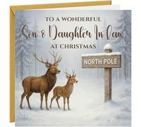 Carte de vœux de Noël texturée pour fils et belle-fille Motif renne