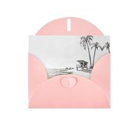 Carte de vœux de vacances en papier nacré avec enveloppes Motif plage d'été avec palmiers