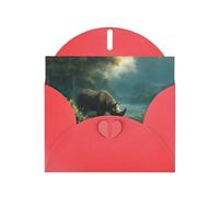 Carte de vœux de vacances rouge vierge et magnifique bloc de notes vierge VVXBHGR Rhino sur la rive de la rivière