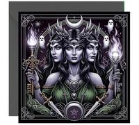 Carte de vœux déesse triple lune - Carte de déesse grecque Hécate Hekate avec enveloppe grise