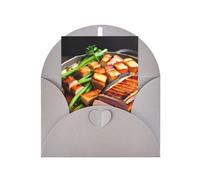 Carte de vœux délicieuse viande grillée, 10,2 x 15,2 cm, emballage enveloppe en forme de cœur, convient pour toutes les occasions.