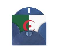 Carte de vœux Drapeau de l'Algérie avec enveloppe bleue Vacances Anniversaires Mariage Anniversaire Écrivez des bénédictions uniques