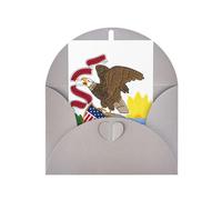 Carte de vœux drapeau de l'Illinois, page intérieure vierge, avec enveloppe, 10 cm x 15 cm, pour invitations d'anniversaire et de fête.