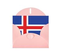 Carte de vœux drapeau de l'Islande avec enveloppe rose pour vacances, anniversaires, mariages, anniversaires de mariage - Écrivez des bénédictions uniques