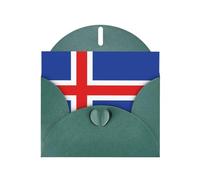 Carte de vœux drapeau de l'Islande avec enveloppe vert foncé pour vacances, anniversaires, mariages, anniversaires de mariage - Écrivez des bénédictions uniques