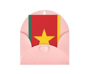 Carte de vœux drapeau du Cameroun - Page intérieure vierge - Enveloppe incluse - 10 x 15 cm.
