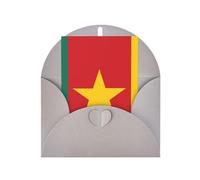 Carte de vœux drapeau du Cameroun - Page intérieure vierge - Enveloppe incluse - 10 x 15 cm - Pour anniversaire et invitations à une fête.