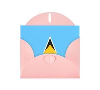 Carte de vœux élégante avec drapeau de la YYHWHJDE rose nacrée de Sainte-Lucie 15,2 x 10,2 cm pour Noël, anniversaires, mariages, etc