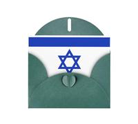 Carte de vœux élégante avec drapeau israélien YYHWHJDE vert foncé nacré 15,2 x 10,2 cm pour Noël, anniversaires, mariages et plus encore