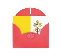 Carte de vœux élégante avec motif drapeau du Vatican rouge nacré de 15,2 x 10,2 cm pour Noël, anniversaires, mariages, etc