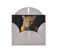 Carte de vœux élégante avec motif léopard YYHWHJDE gris nacré dans une veste en cuir 15,2 x 10,2 cm pour Noël, anniversaires, mariages, et plus encore