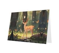 Carte de vœux élégante avec motif YYHWHJDE Bambi blanc nacré 15,2 x 10,2 cm pour Noël, anniversaires, mariages, etc