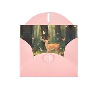 Carte de vœux élégante avec motif YYHWHJDE Bambi rose nacré 15,2 x 10,2 cm pour Noël, anniversaires, mariages, etc