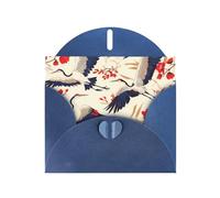 Carte de vœux élégante avec oiseaux volants et grue Bleu nacré 15,2 x 10,2 cm pour Noël, anniversaires, mariages et plus encore