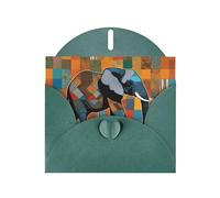 Carte de vœux élégante nacrée vert foncé YYHWHJDE éléphant africain patchwork 15,2 x 10,2 cm pour Noël, anniversaires, mariages, et plus encore