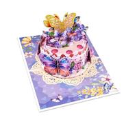Carte de vœux en forme de gâteau papillon avec grande zone de message pour les fêtes, les vacances, carte d'anniversaire faite à la main avec enveloppe en papier cartonné
