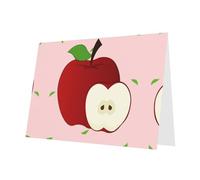 Carte de vœux en papier avec motif pomme rouge et perle - Enveloppe à bouton d'amour - Convient pour un anniversaire, des vacances, une invitation à une fête - 10,2 x 15,2 cm