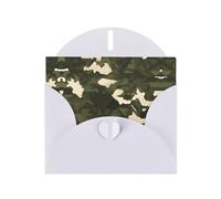 Carte de vœux en papier blanc nacré avec enveloppe - Motif camouflage militaire - Idéal pour les vœux d'anniversaire, les mariages, les félicitations et les condoléances.