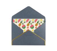 Carte de vœux en papier nacré avec enveloppe dorée Motif fruits tropicaux