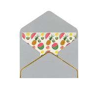 Carte de vœux en papier nacré avec enveloppe dorée Motif fruits tropicaux