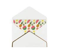 Carte de vœux en papier nacré avec enveloppe dorée Motif fruits tropicaux