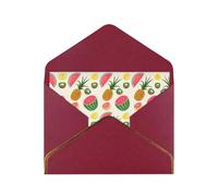 Carte de vœux en papier nacré avec enveloppe dorée Motif fruits tropicaux