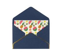 Carte de vœux en papier nacré avec enveloppe dorée Motif fruits tropicaux