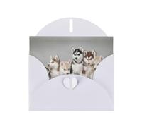 Carte de vœux en papier nacré avec impression de jolis chiens - Design unique - Enveloppes pour remerciement, invitations
