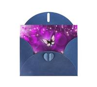 Carte de vœux en papier nacré avec impression papillon violet - Design unique - Enveloppes pour remerciement, invitations