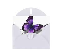 Carte de vœux en papier nacré avec impression papillon violet - Design unique - Enveloppes pour remerciement, invitations