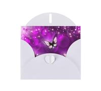 Carte de vœux en papier nacré avec impression papillon violet - Design unique - Enveloppes pour remerciement, invitations